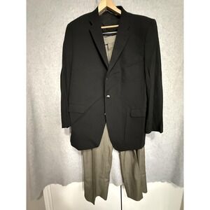 Calvin Klein Harold Powell Suit Mens 48 42x33 Black Wool 2 Piece Jacket Pants